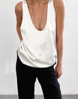 Casual Satin Deep V Neck Tank Top for Women