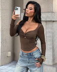 Chic Knotted Off-Shoulder Long Sleeve Top