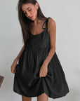 Brown Cotton Linen Dress for Women