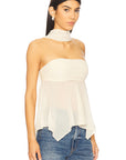 Sexy Sheer Chiffon Strapless Top with Scarf