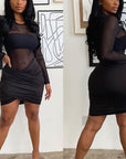Sexy Sheer Long Sleeve Dress for Fall