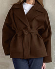 Fashion Vintage Brown Woolen Coat for Women