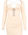 Summer Sexy Hollow Mesh Ruched Dress