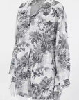 Fashion Loose Ink Print Shirt and Shorts Set