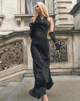 Elegant Black Lace-Trimmed Sleeveless Dress