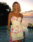 Spring Floral Print Strapless Bodycon Dress