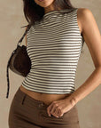 Stylish Striped Slim Fit Sleeveless Top for Women