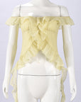 Off Shoulder Sexy Crop Top with Ribbons