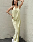 Chic Satin Two-Piece Set in Champagne