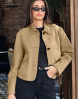 Chic Brown Suede Jacket for Women