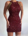 2026 Spring Summer Fashion Sexy Crystal Chain Bodycon Dress