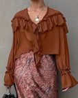 Chic Women's Flare Sleeve Chiffon Top