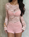 Fashionable Sexy Lace Long Sleeve Jumpsuit
