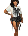 3D Butterfly Print Loose Top and Shorts Set