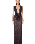 Elegant Sequin Mermaid Dress with Bow Decoration