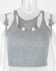 Summer Crop Top Women Sleeveless U-Neck