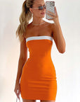 Chic Spring Casual Strapless Bodycon Dress