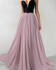 Elegant Color Block Princess Evening Dress