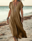 Comfortable V-Neck Midi Dress for Women