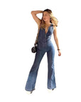 Summer Women's Vintage High Waist Denim Jumpsuit