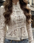 Fashionable Lace Button-Up Shirt for Women