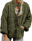 Solid Color Stand Collar Cotton Jacket for Women
