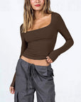 Women's Slim Fit Long Sleeve U-Neck Top
