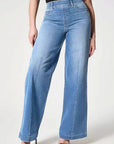 High Waist Wide Leg Stretch Denim Pants for Women