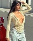 Trendy Long Sleeve Top with Unique Fabric