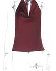 Summer Satin Cami Top with Shoulder Cutouts