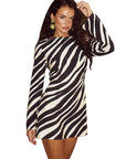 Sexy Backless Mini Skirt with Animal Print