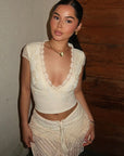 Sexy Lace V-Neck Short Sleeve Top