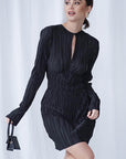 Spring Commuter Green Pleated Dress for Women