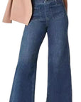 Elegant Wide Leg Women's Jeans with Pockets