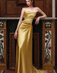 Elegant Gold Strapless Evening Gown for Women