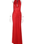 Sexy Backless Halter Neck Satin Dress