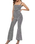 Summer Sexy Backless Striped Jumpsuit