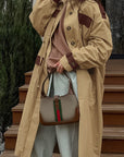 British Style Retro Color Block Lapel Jacket for Women