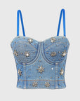 Stylish Beaded Crop Top with Adjustable Straps