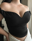 Sexy Off-Shoulder U-Neck Slim Fit Top
