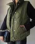 Fashionable Casual Sleeveless Cotton Vest with Zipper