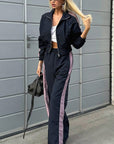 Trendy Color Block Casual Sports Suit