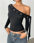 Sexy Asymmetrical Long Sleeve T-Shirt
