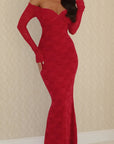 Lace Off-Shoulder Long Sleeve Dress