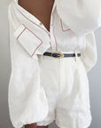Color Block Cotton Long Sleeve Top and Shorts Set