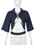 Stylish Cropped Denim Jacket with Lapel for Women