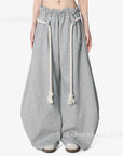 Casual Drawstring Waist Wide Leg Pants