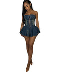 Stylish Denim Strapless Mini Dress for Women