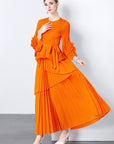 European Style Tie Waist Flare Sleeve Top Set