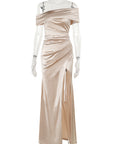 Elegant Off-Shoulder Split Maxi Dress